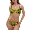 Lemon Leopard Bikini Swimsuit with Adjustable Black Straps (FWS)