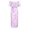 Pink & Purple Leaves Off Shoulder Maxi Dress up to 6 XL (FWS)