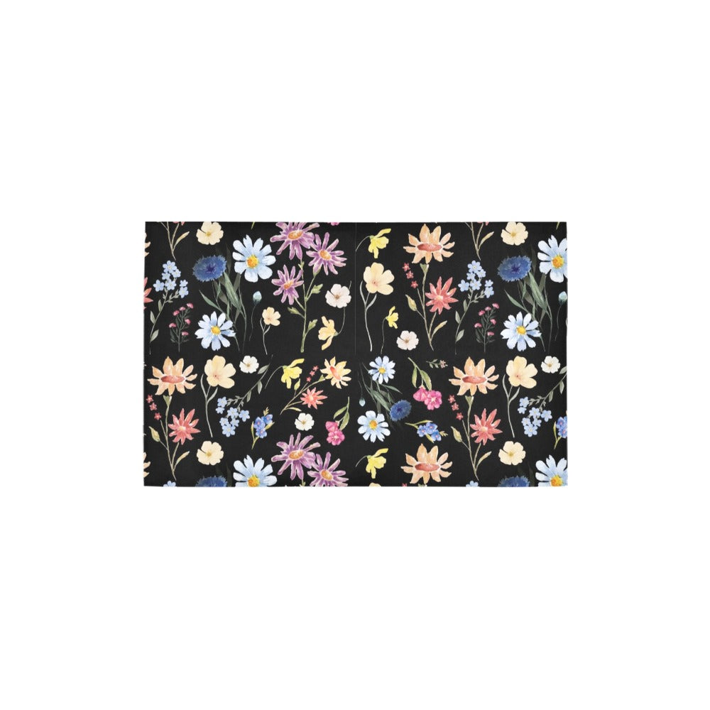 Wildflowers Painted Black Bath Rug 20" x 32" (FWS)