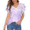 Sunlit Day V Neck Double Ruffle Sleeve Top up to 5 XL (FWS)