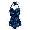 Butterflies Blue Halter Neck Swimsuit up to 2 XL (FWS)