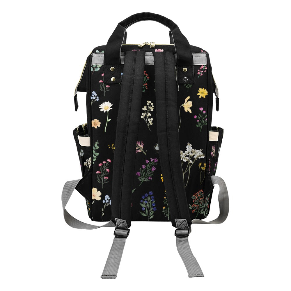 Wildflowers Black Multi Function Backpack with Black Handles