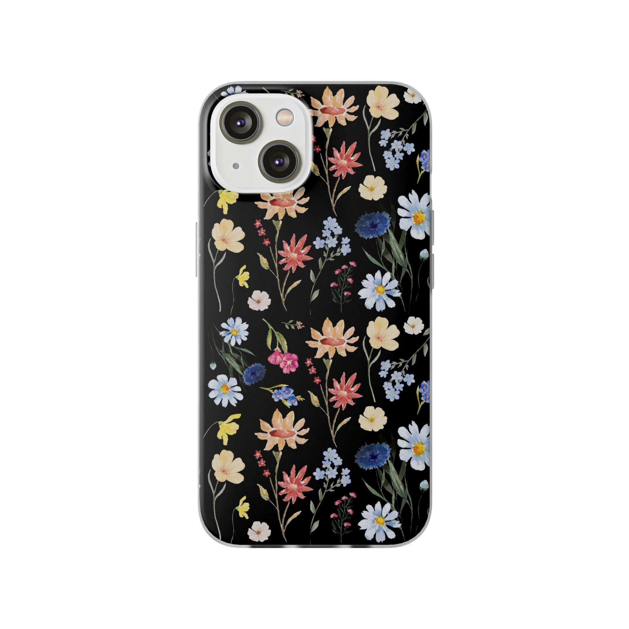 Wildflowers Painted Black Flexi Clear Cases for Most Phone Types (FWS)