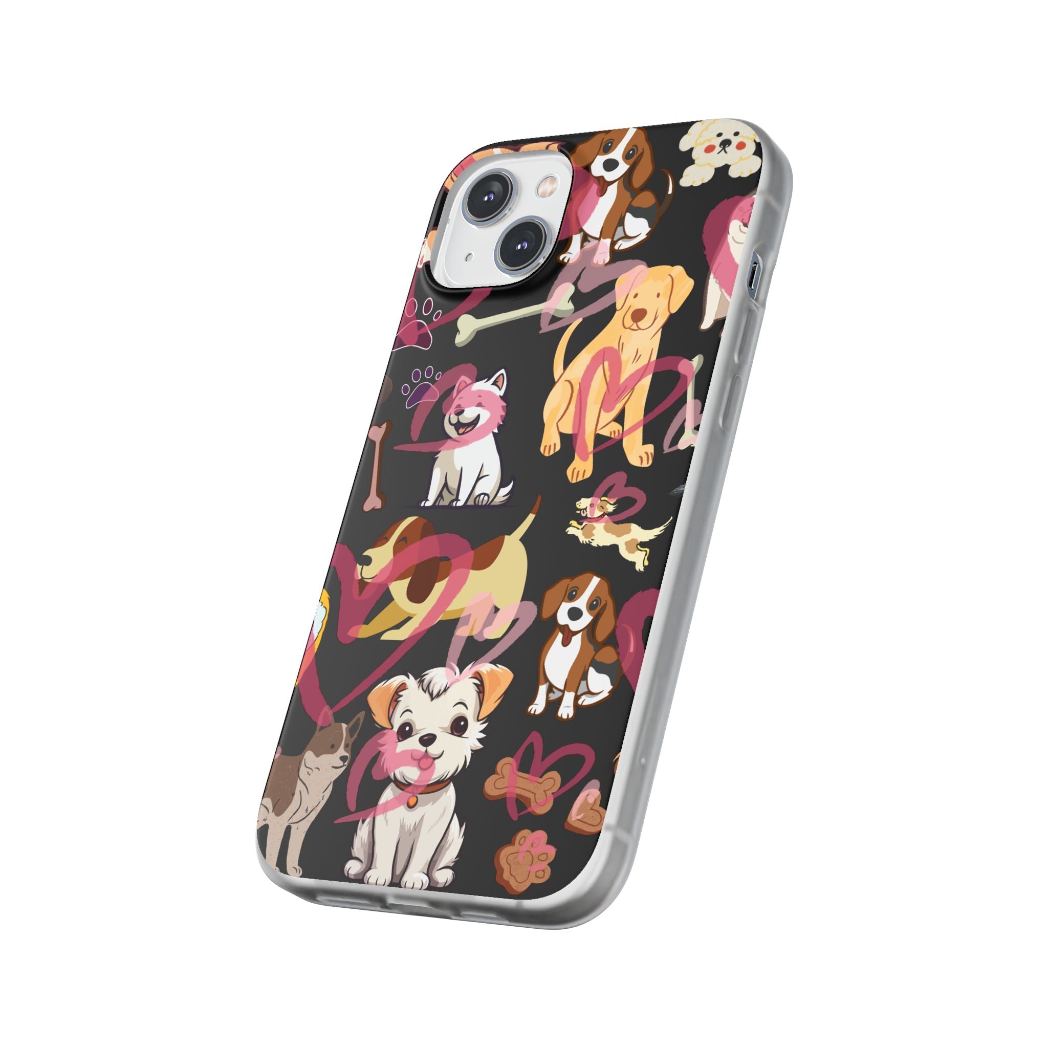 Dogs Love Black Flexi Clear Cases for Most Phone Types (FWS)