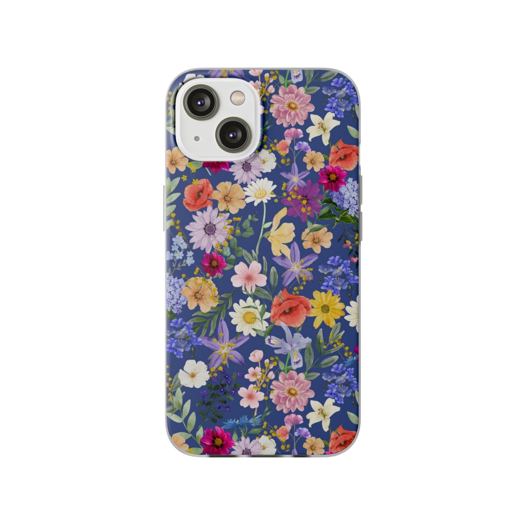 Blue Colourful Floral Flexi Clear Cases for Most Phone Types