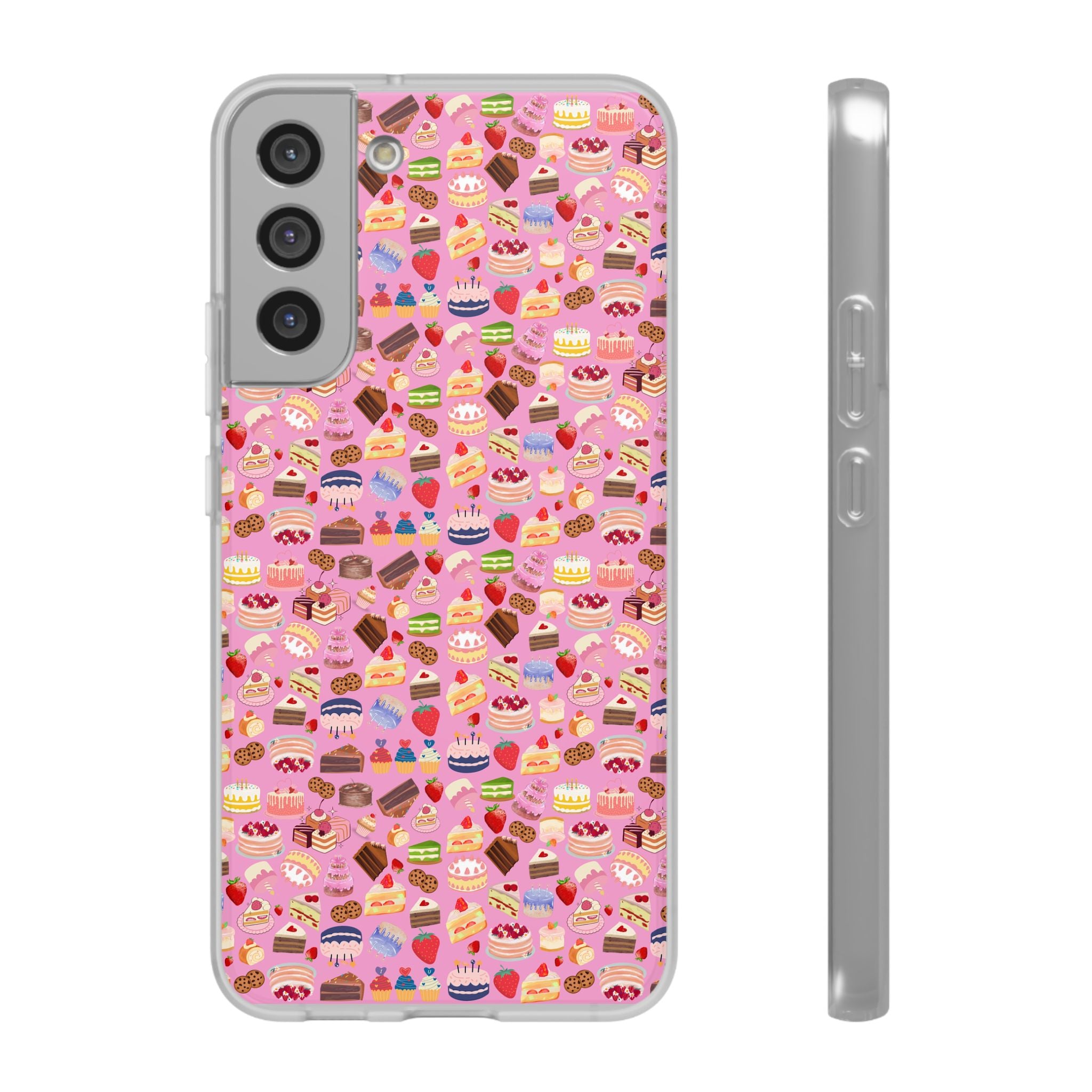 Happy Cake Pink Flexi Clear Cases for Most Phone Types (FWS)