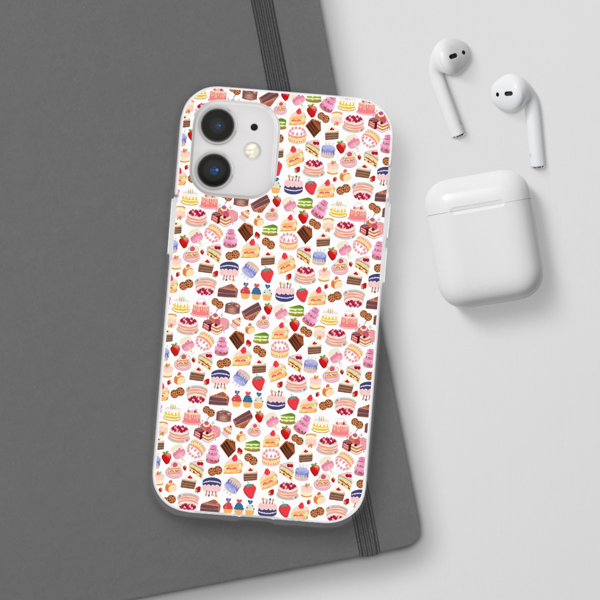 Happy Cake White Flexi Clear Cases for Most Phone Types (FWS)