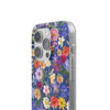 Blue Colourful Floral Flexi Clear Cases for Most Phone Types