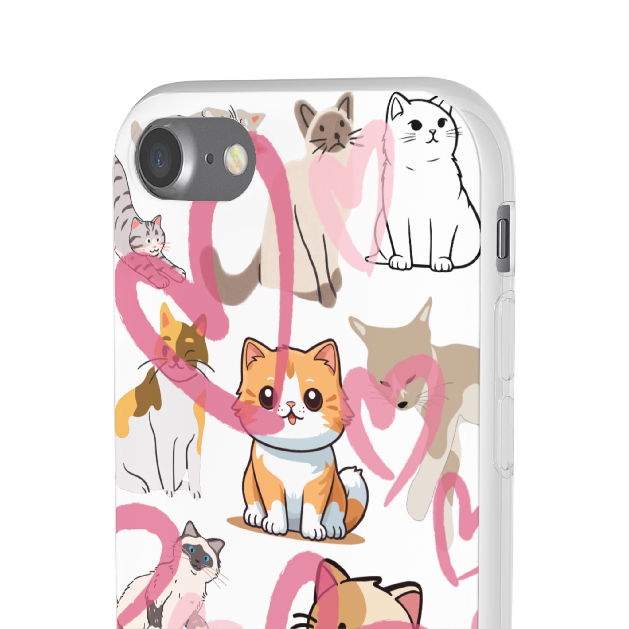 Cats Love White Flexi Clear Cases for Most Phone Types (FWS)