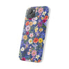 Blue Colourful Floral Flexi Clear Cases for Most Phone Types