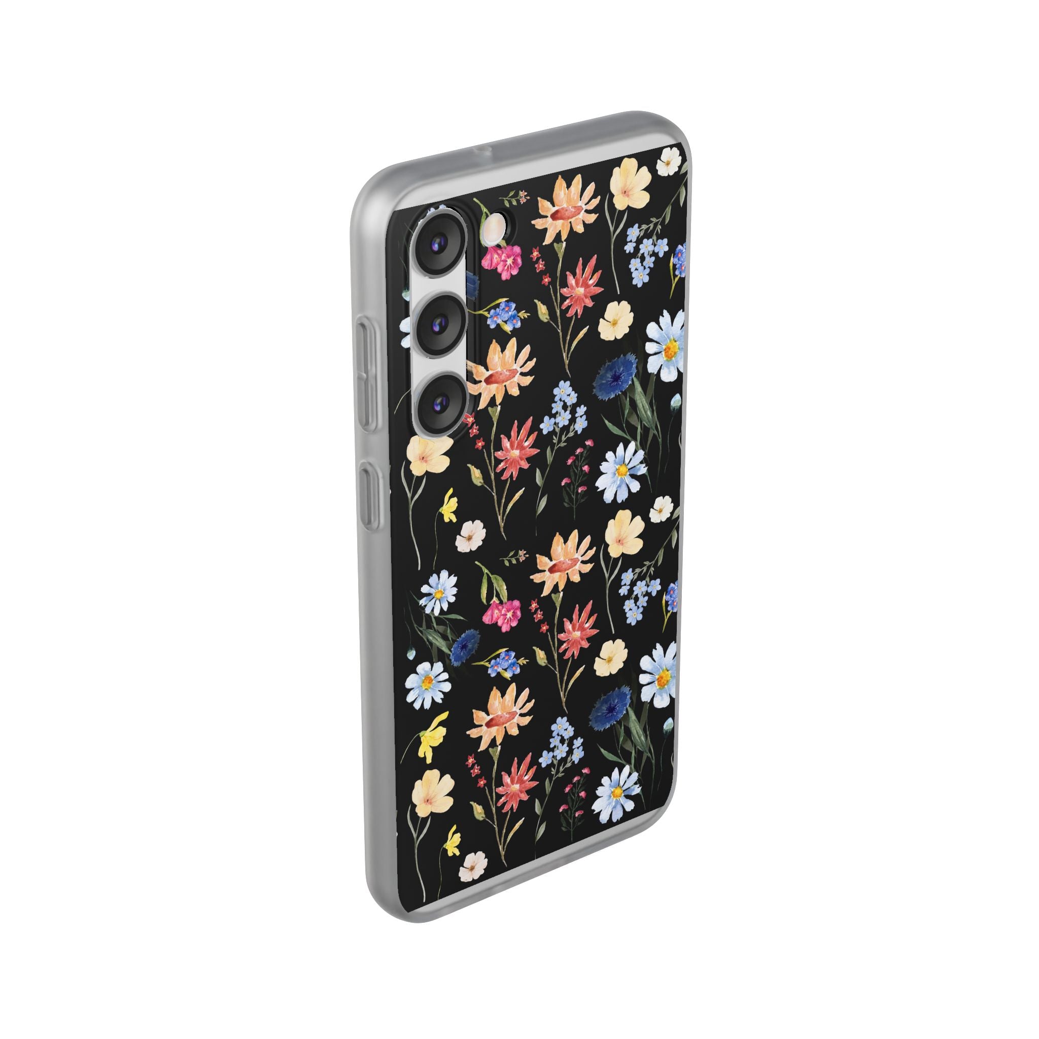 Wildflowers Painted Black Flexi Clear Cases for Most Phone Types (FWS)