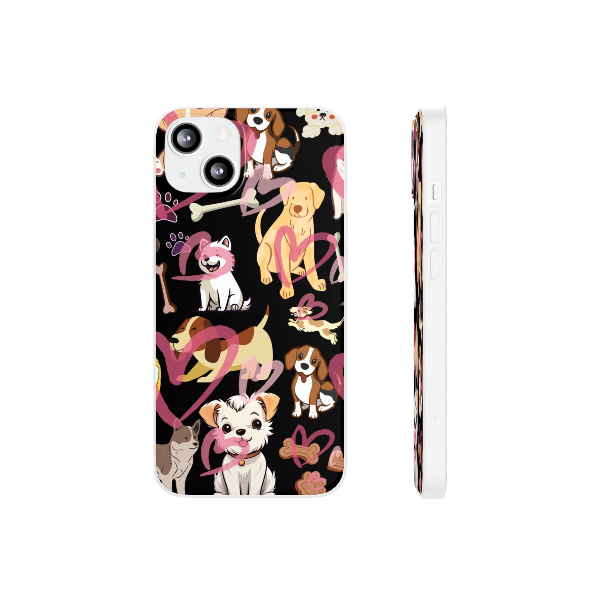 Dogs Love Black Flexi Clear Cases for Most Phone Types (FWS)