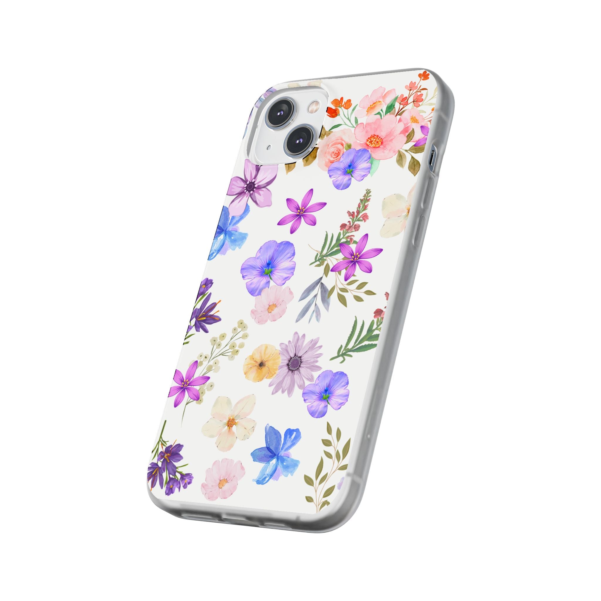 Floral White Flexi Clear Cases for Most Phone Types