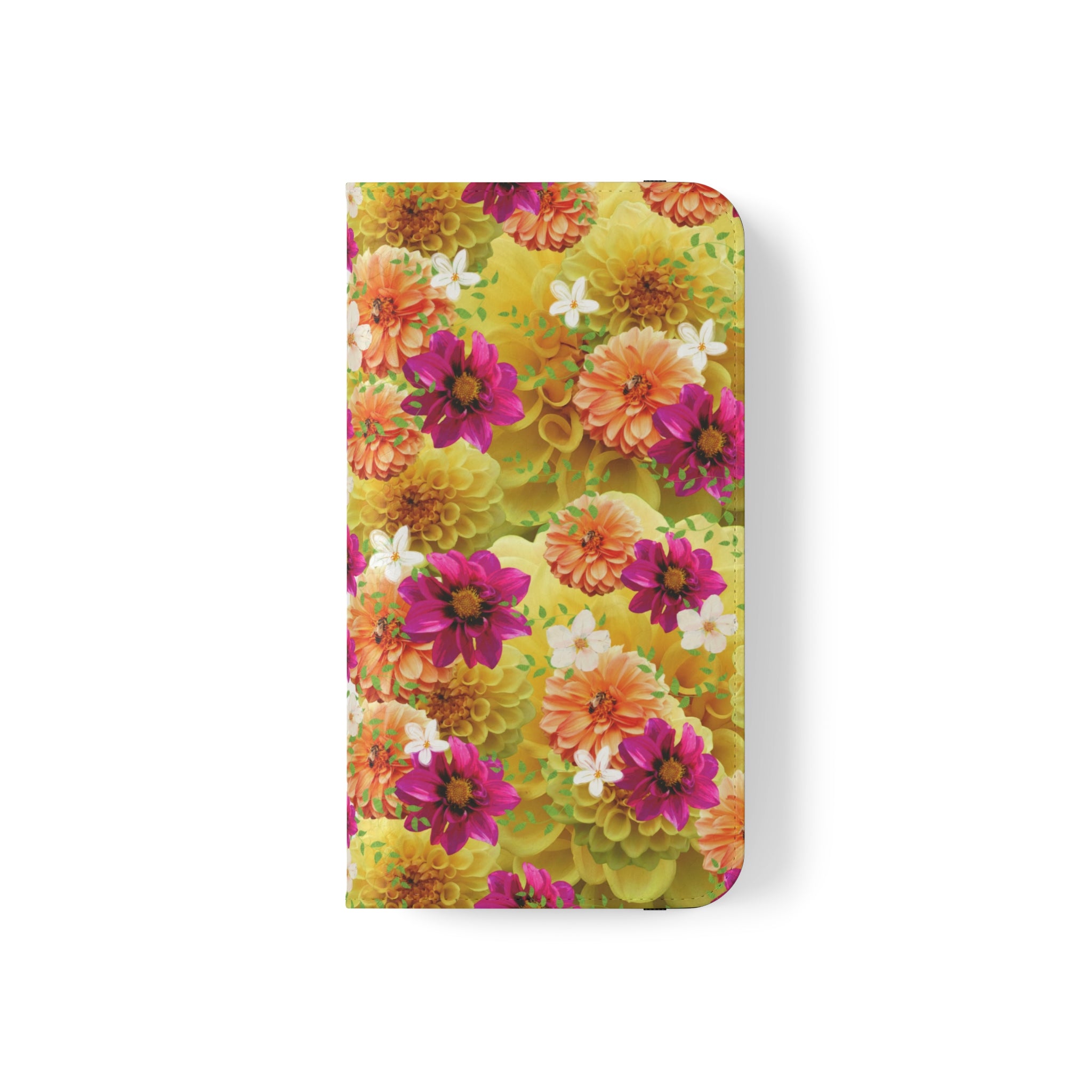 Graphic Dahlias 2 Wallet Style Phone Case Vegan Leather for most Phones