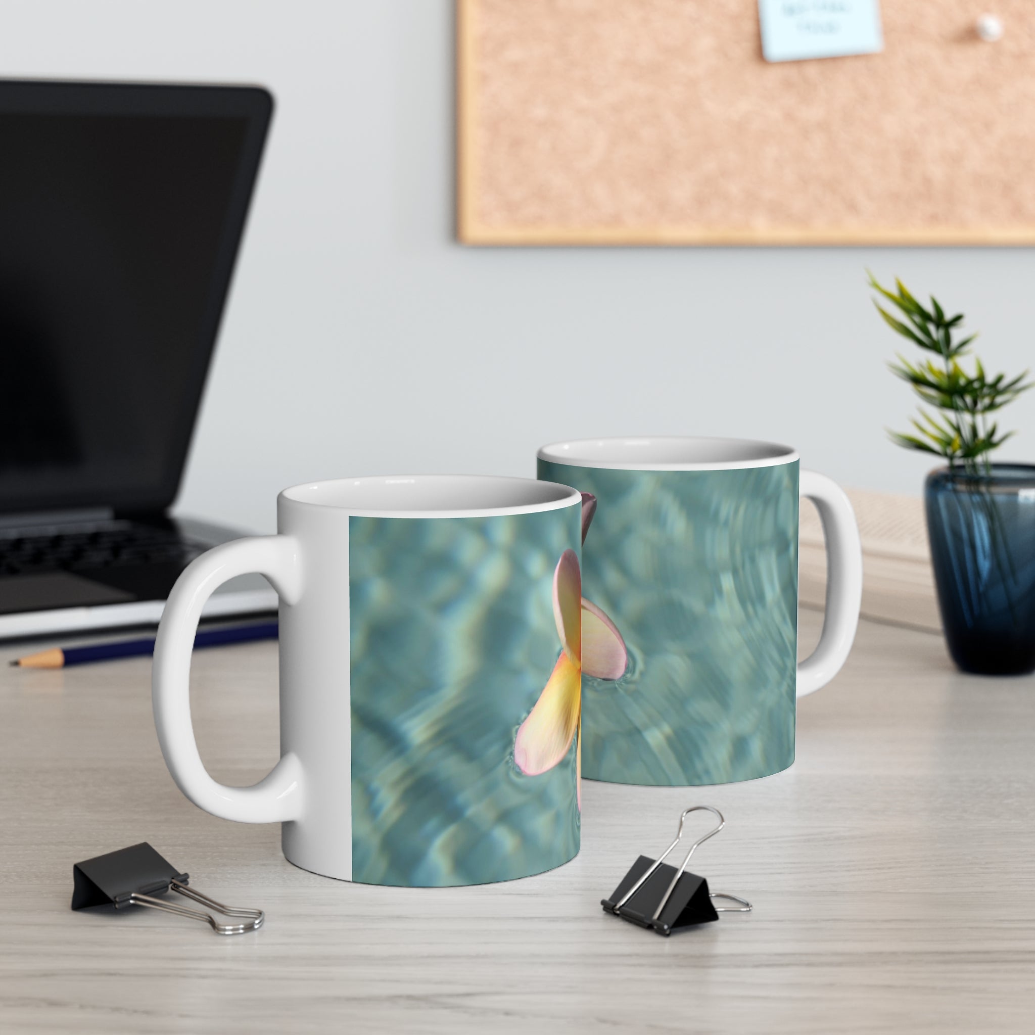 Floating Frangipani Mug 11oz (Microwave & Dishwasher Safe)