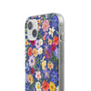 Blue Colourful Floral Flexi Clear Cases for Most Phone Types