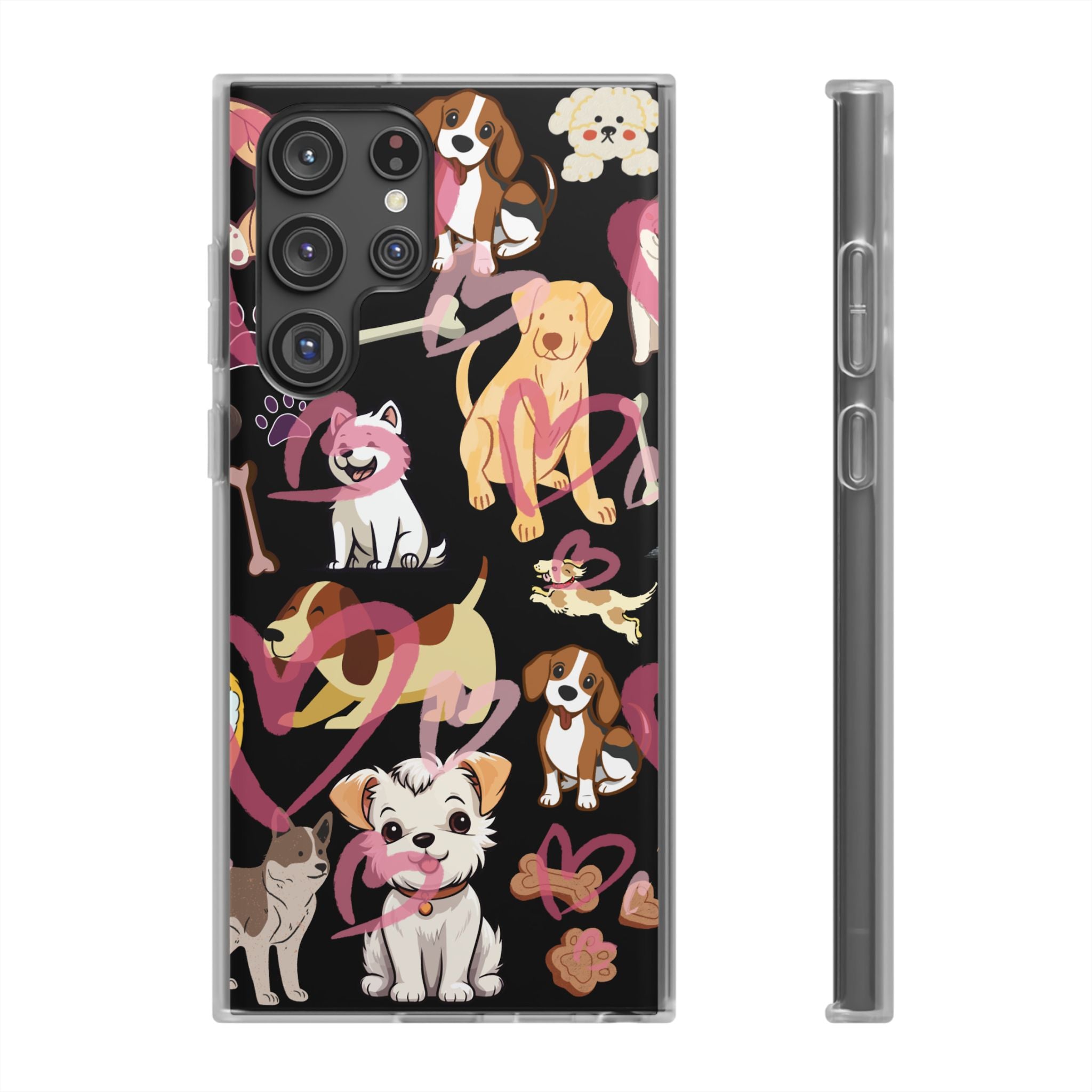 Dogs Love Black Flexi Clear Cases for Most Phone Types (FWS)
