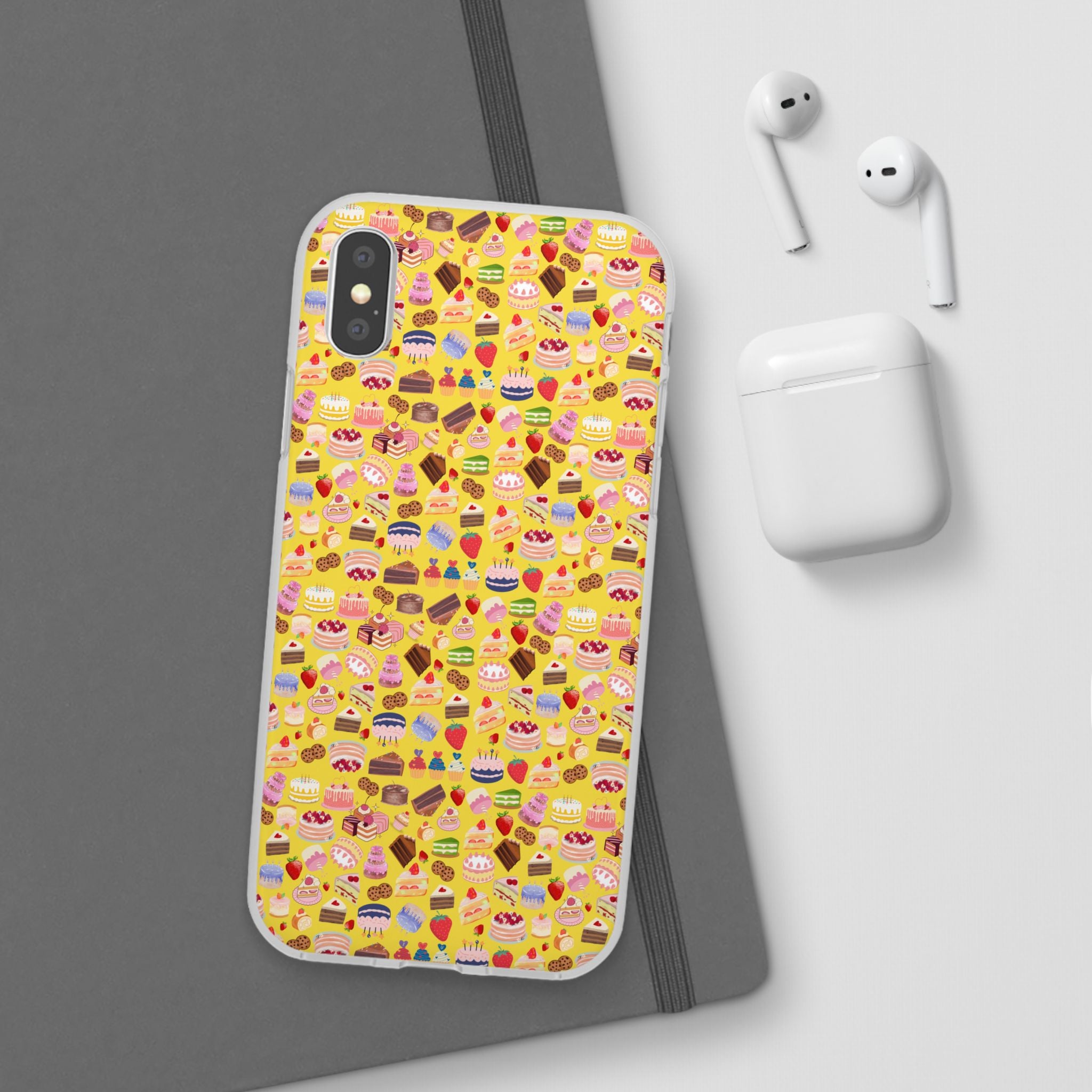 Happy Cake Yellow Flexi Clear Cases for Most Phone Types (FWS)