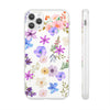 Floral White Flexi Clear Cases for Most Phone Types