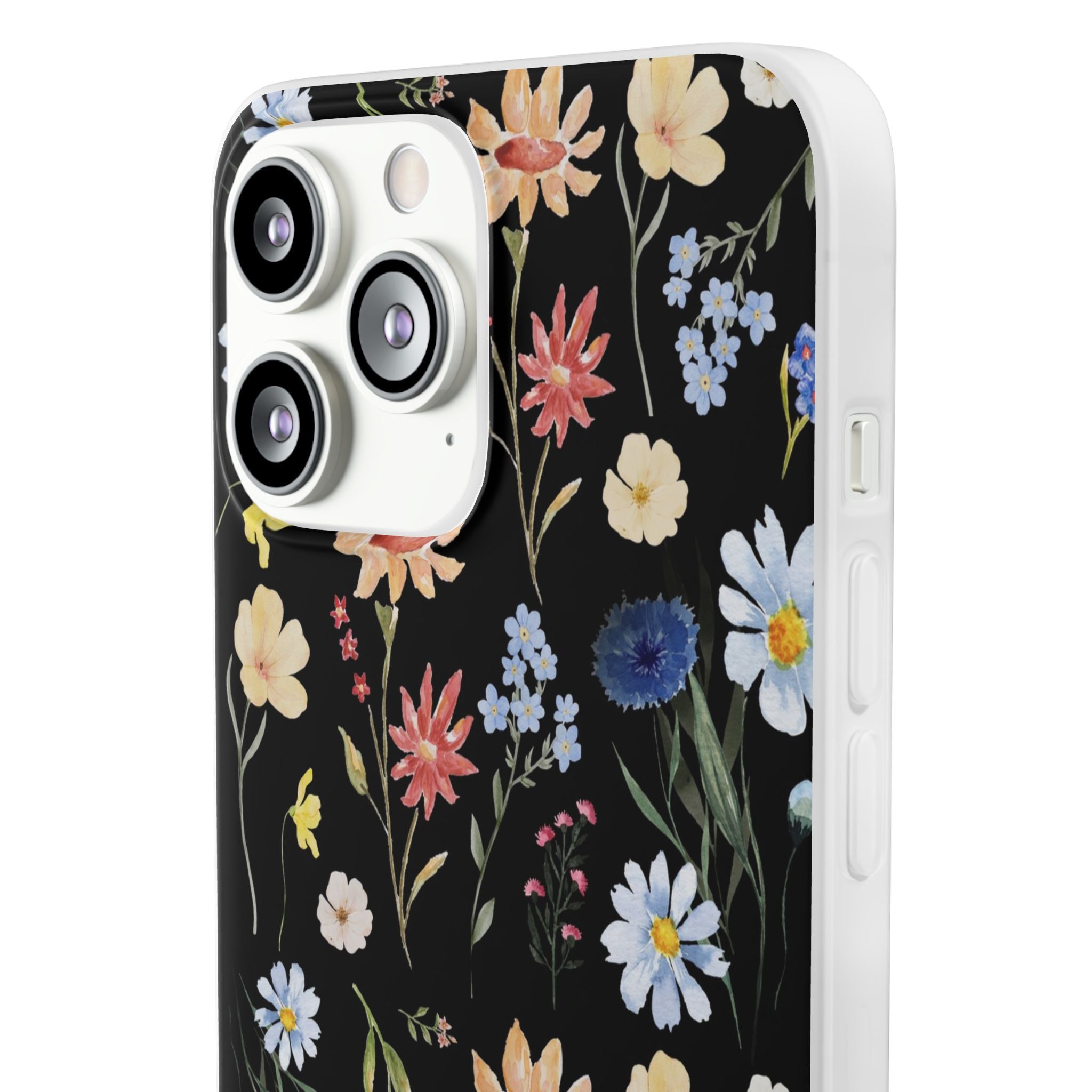 Wildflowers Painted Black Flexi Clear Cases for Most Phone Types (FWS)