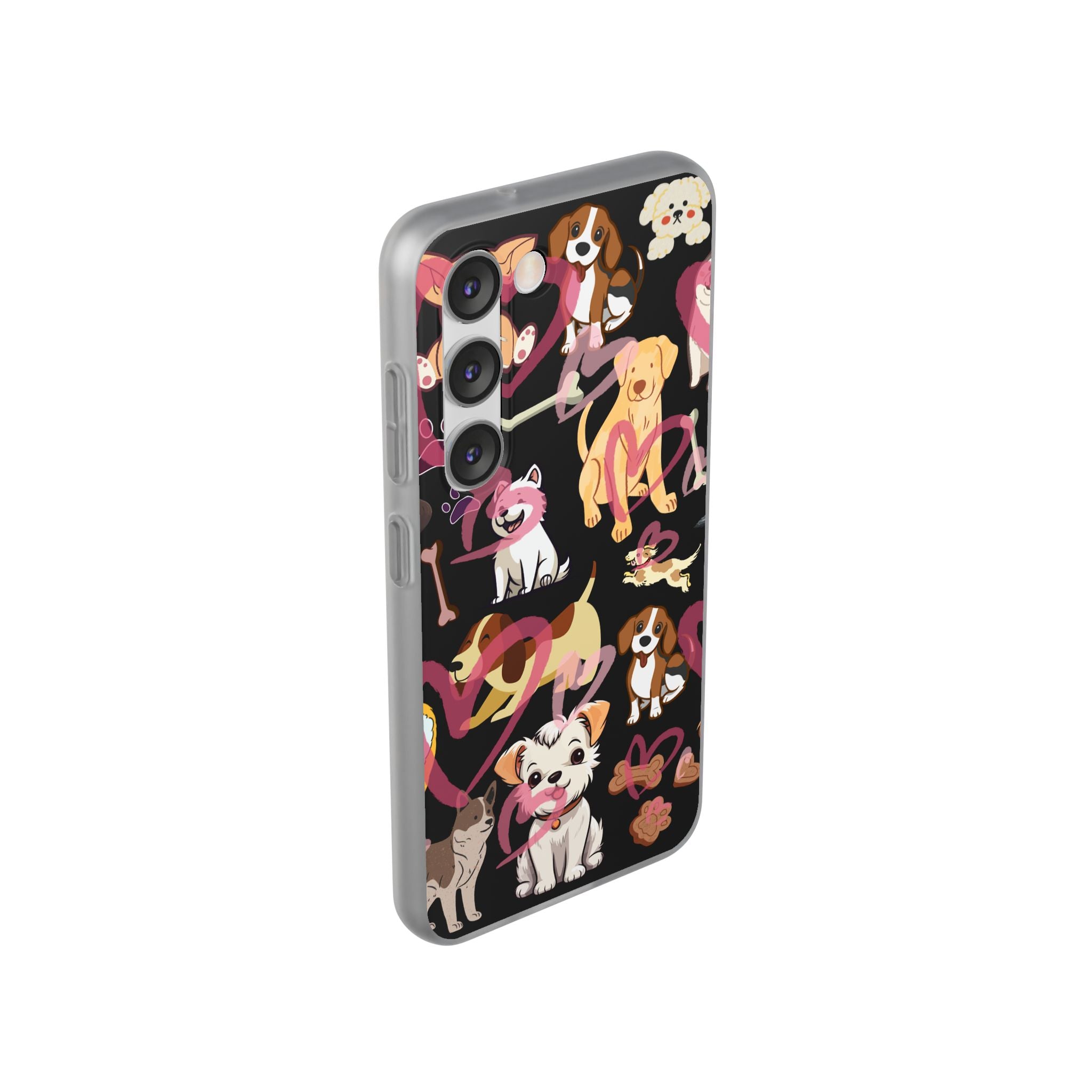 Dogs Love Black Flexi Clear Cases for Most Phone Types (FWS)