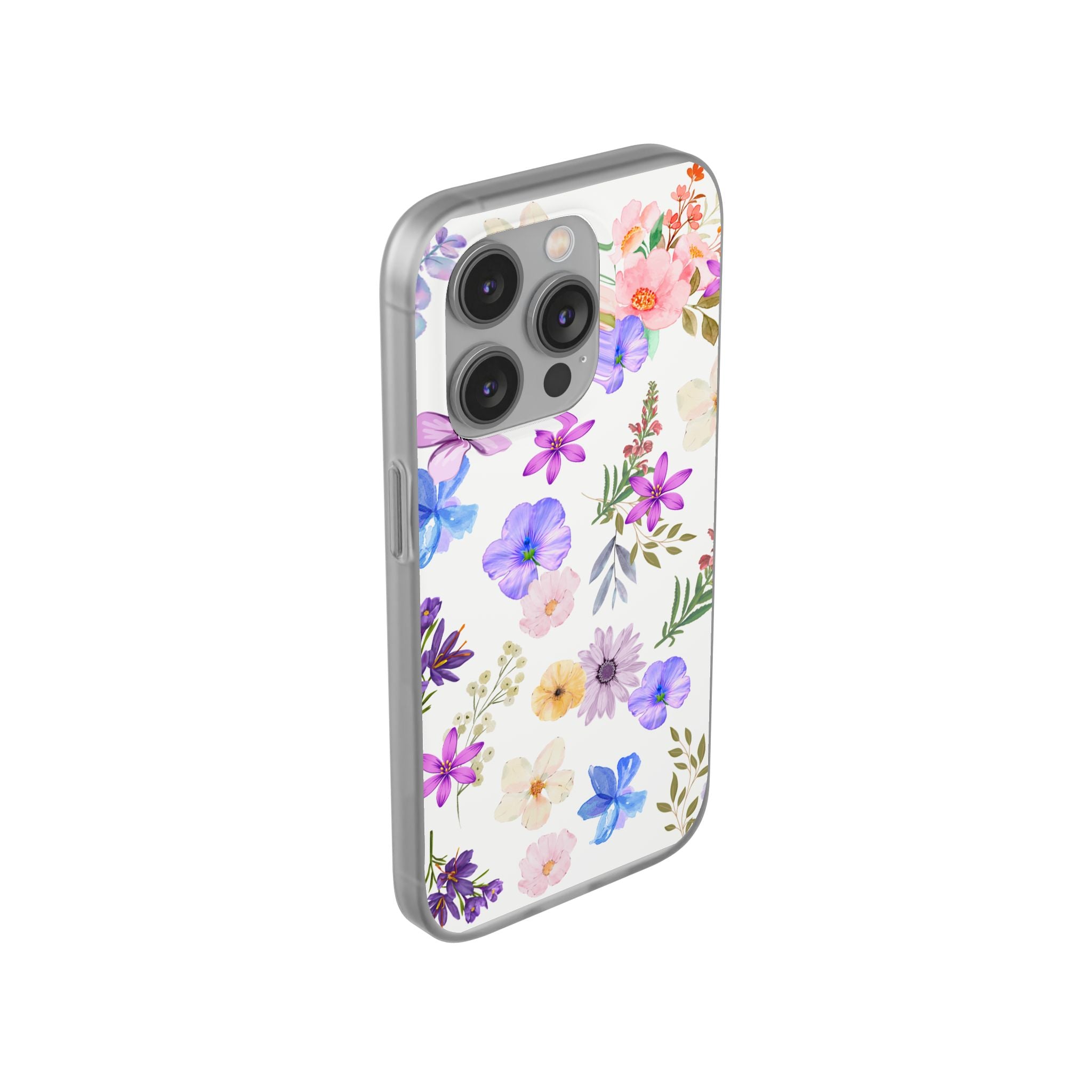 Floral White Flexi Clear Cases for Most Phone Types