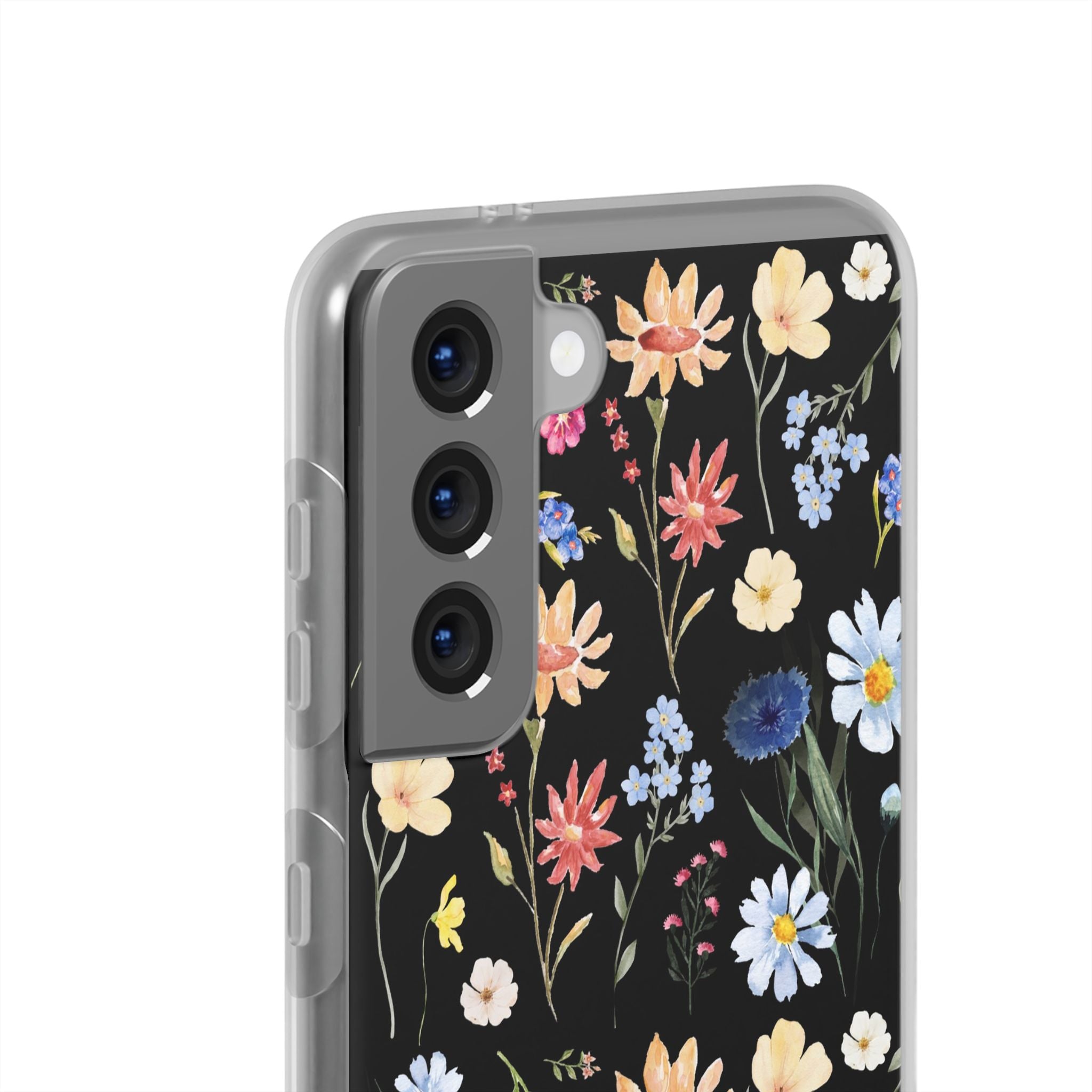 Wildflowers Painted Black Flexi Clear Cases for Most Phone Types (FWS)