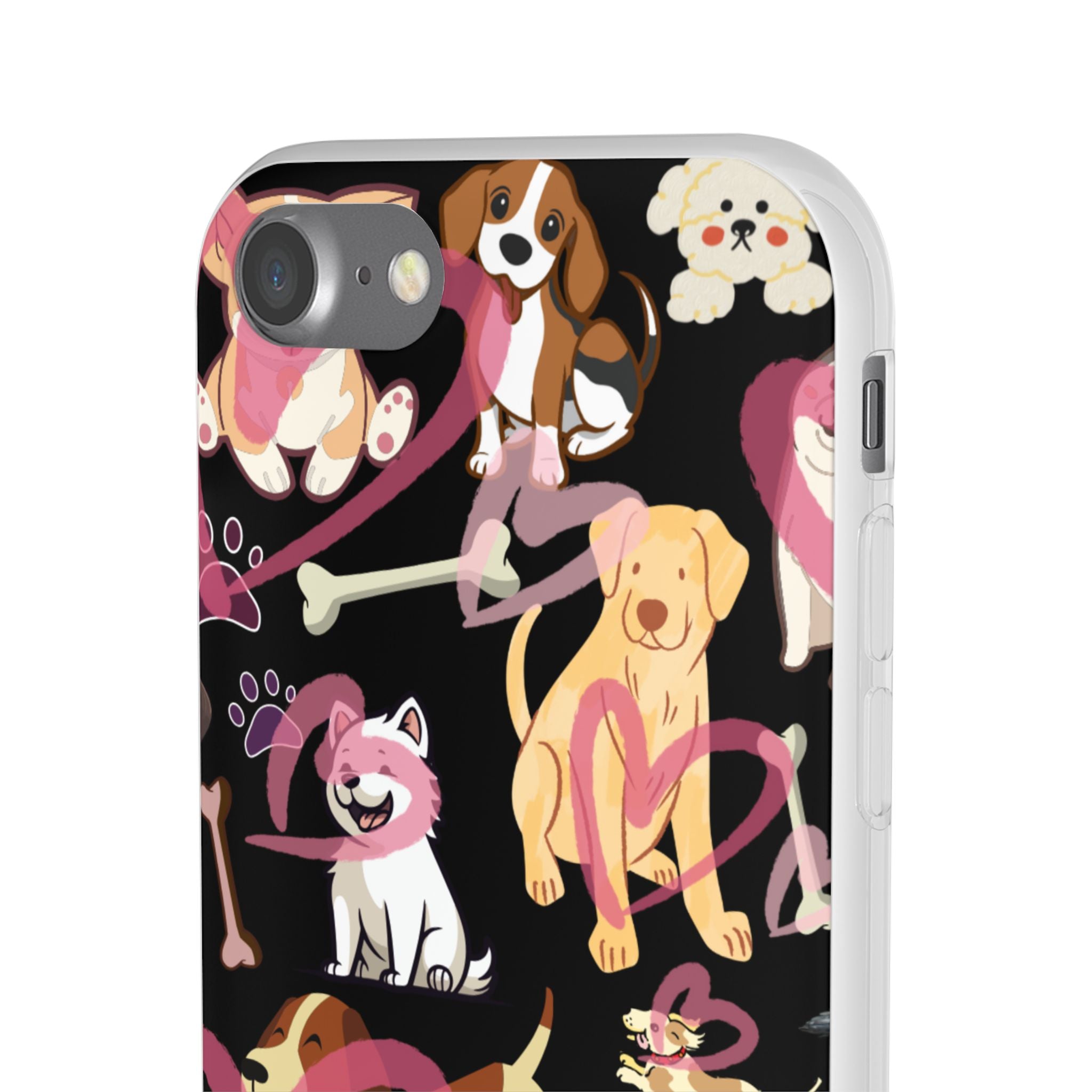 Dogs Love Black Flexi Clear Cases for Most Phone Types (FWS)
