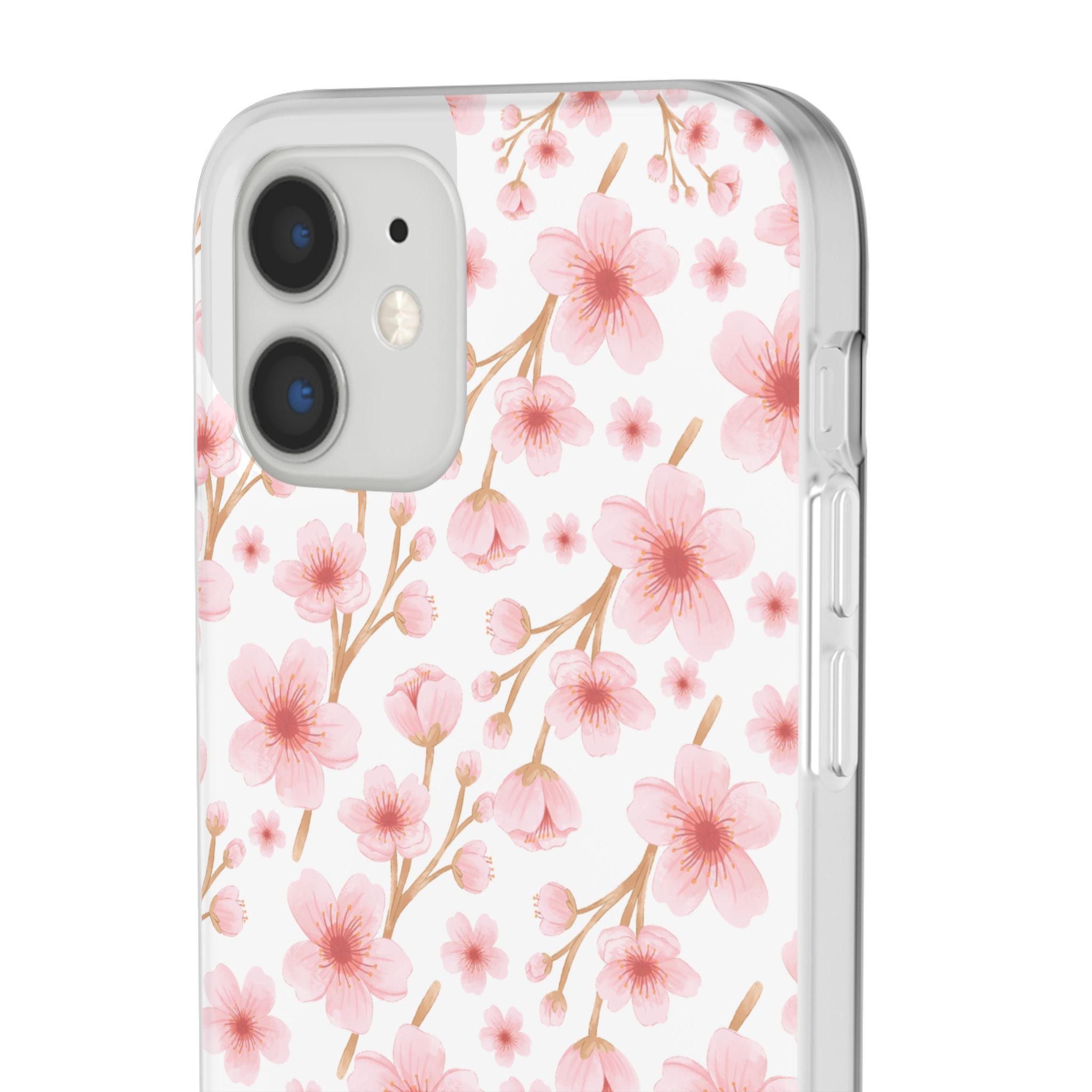 Japanese Pink Flowers White Flexi Clear Cases for Most Phone Types