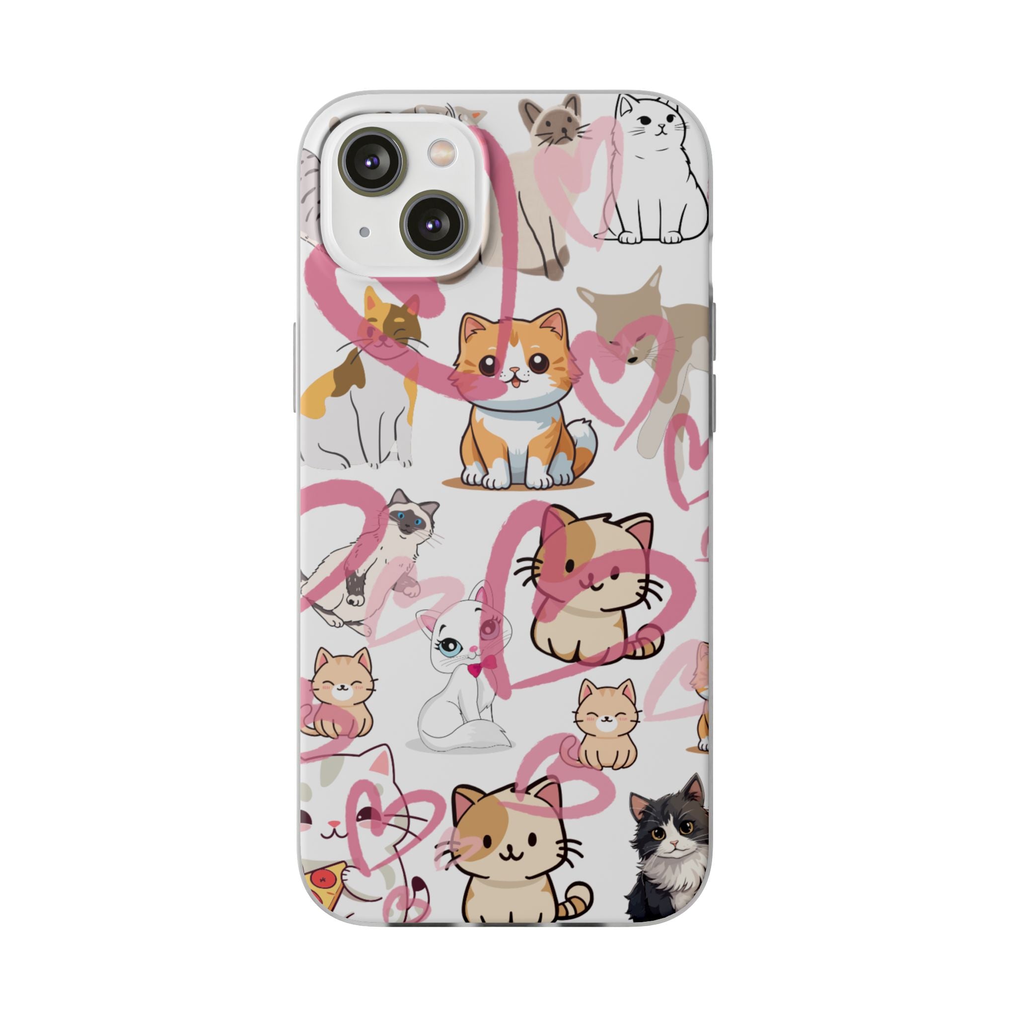 Cats Love White Flexi Clear Cases for Most Phone Types (FWS)