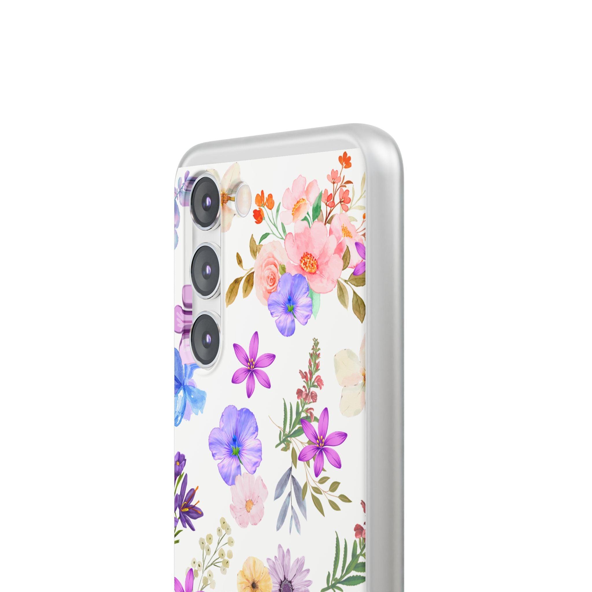 Floral White Flexi Clear Cases for Most Phone Types