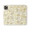 Golden Frangipanis White Wallet Style Phone Case Vegan Leather