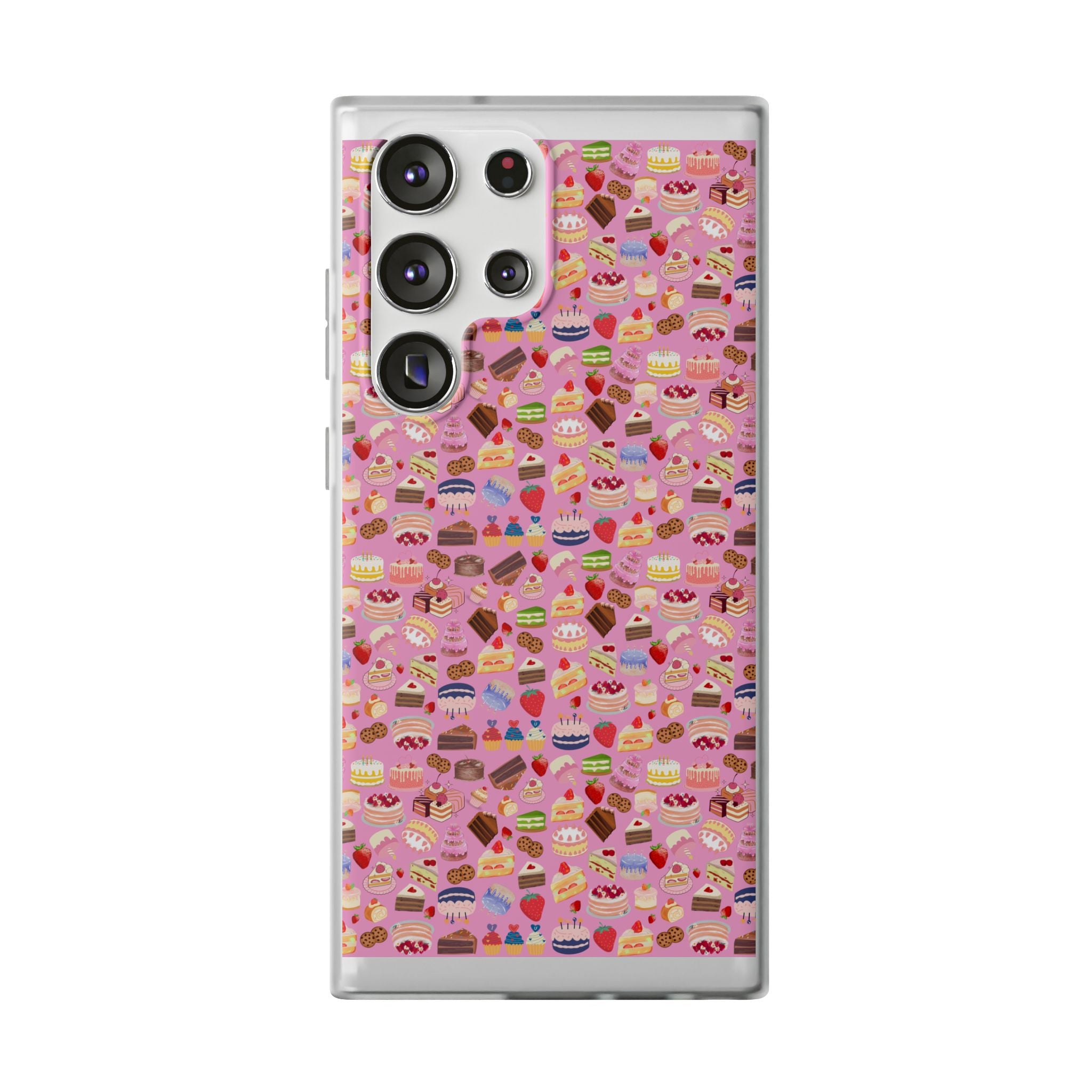 Happy Cake Pink Flexi Clear Cases for Most Phone Types (FWS)