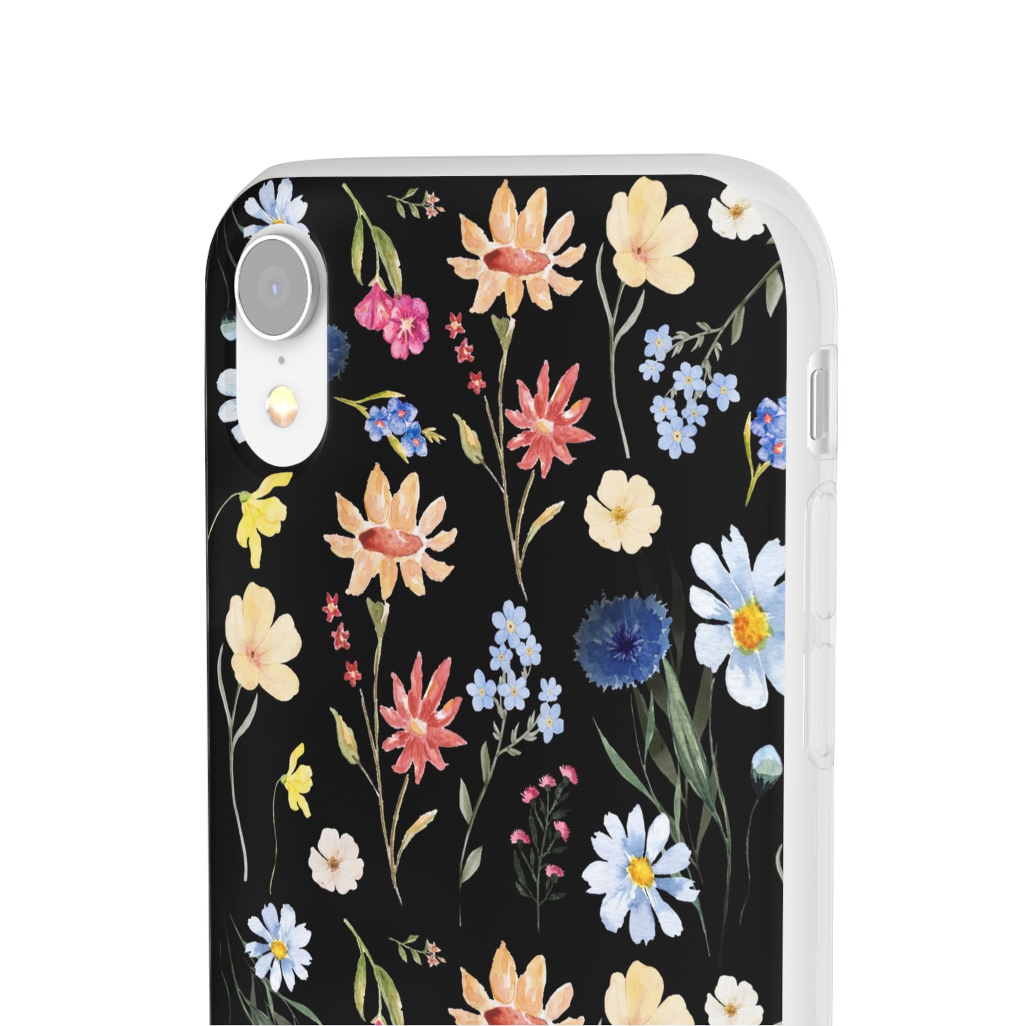 Wildflowers Painted Black Flexi Clear Cases for Most Phone Types (FWS)