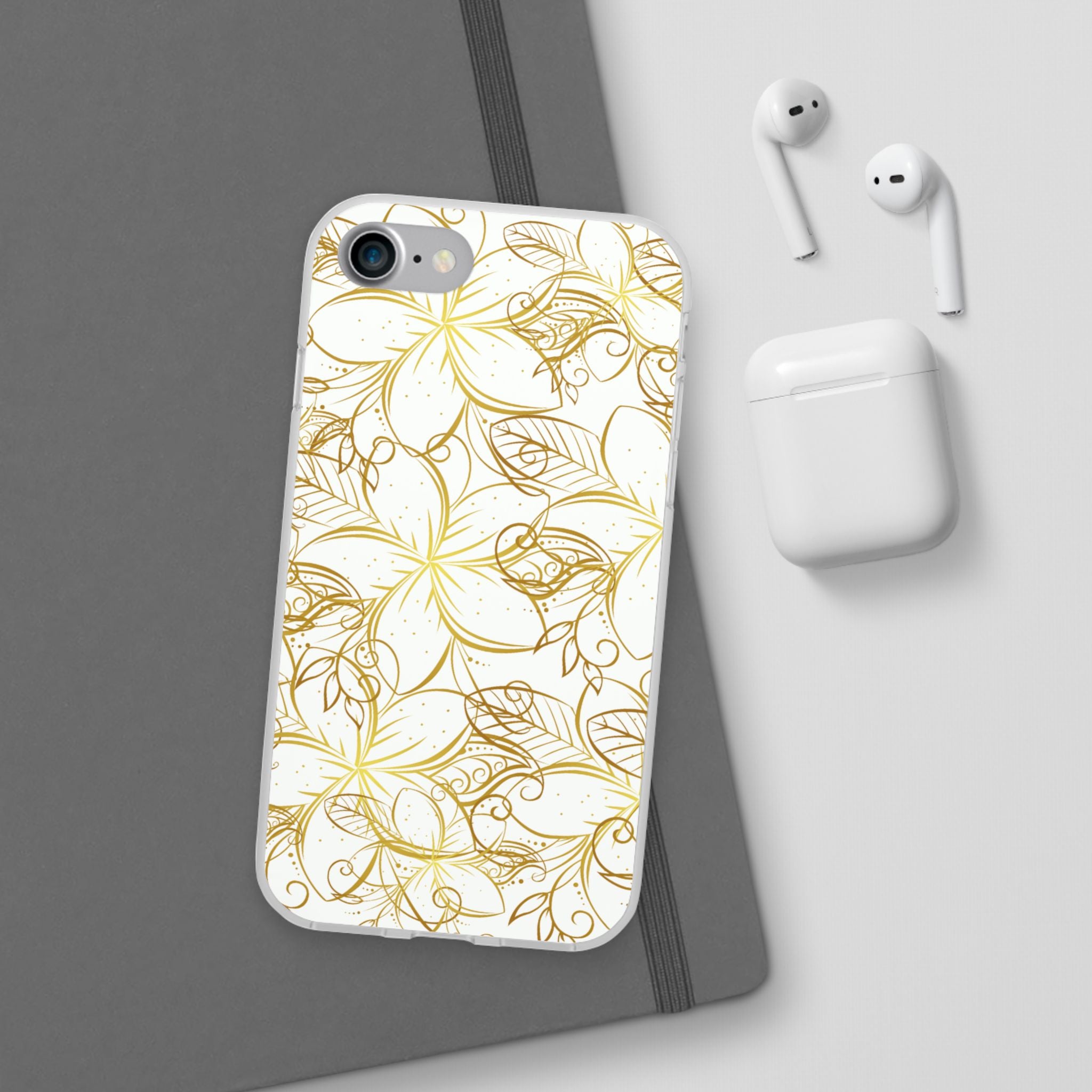 Golden Frangipanis White Flexi Clear Cases for Most Phone Types (FWS)