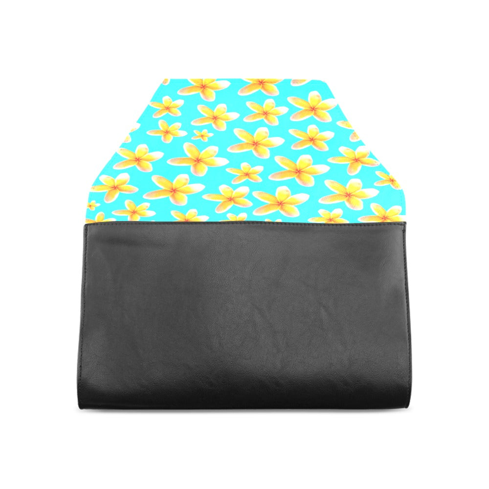 Yellow Frangipanis Aqua Clutch Bag