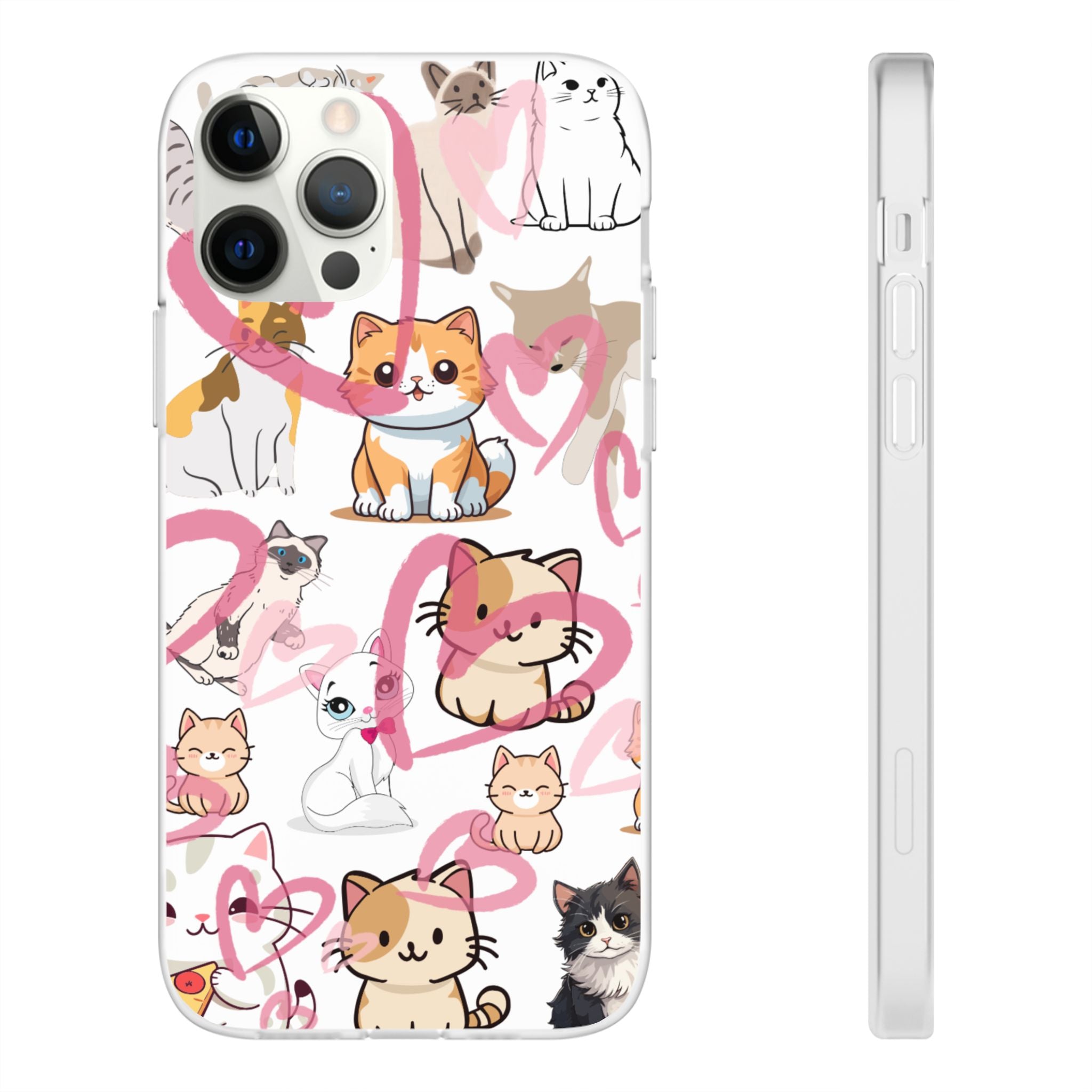Cats Love White Flexi Clear Cases for Most Phone Types (FWS)