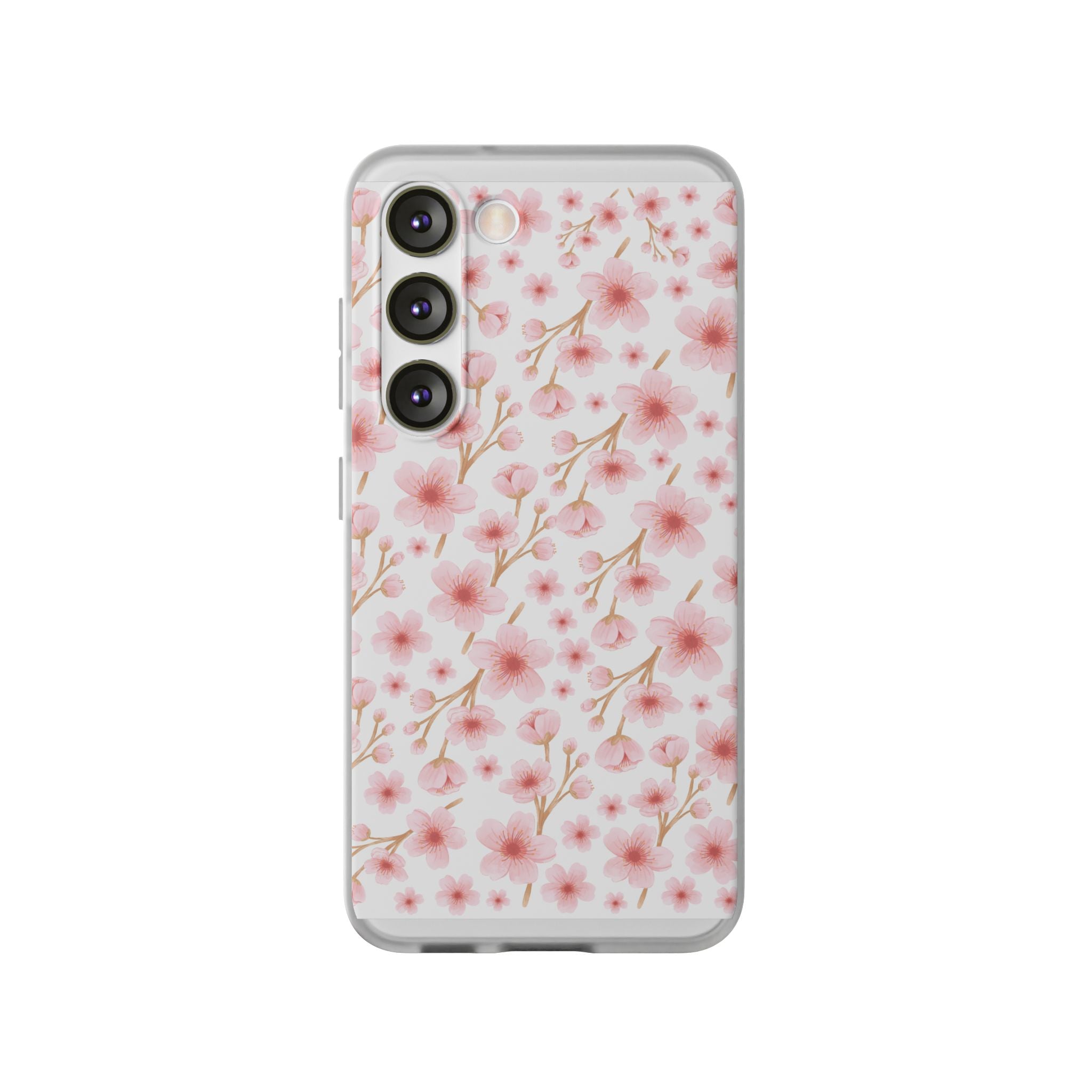 Japanese Pink Flowers White Flexi Clear Cases for Most Phone Types