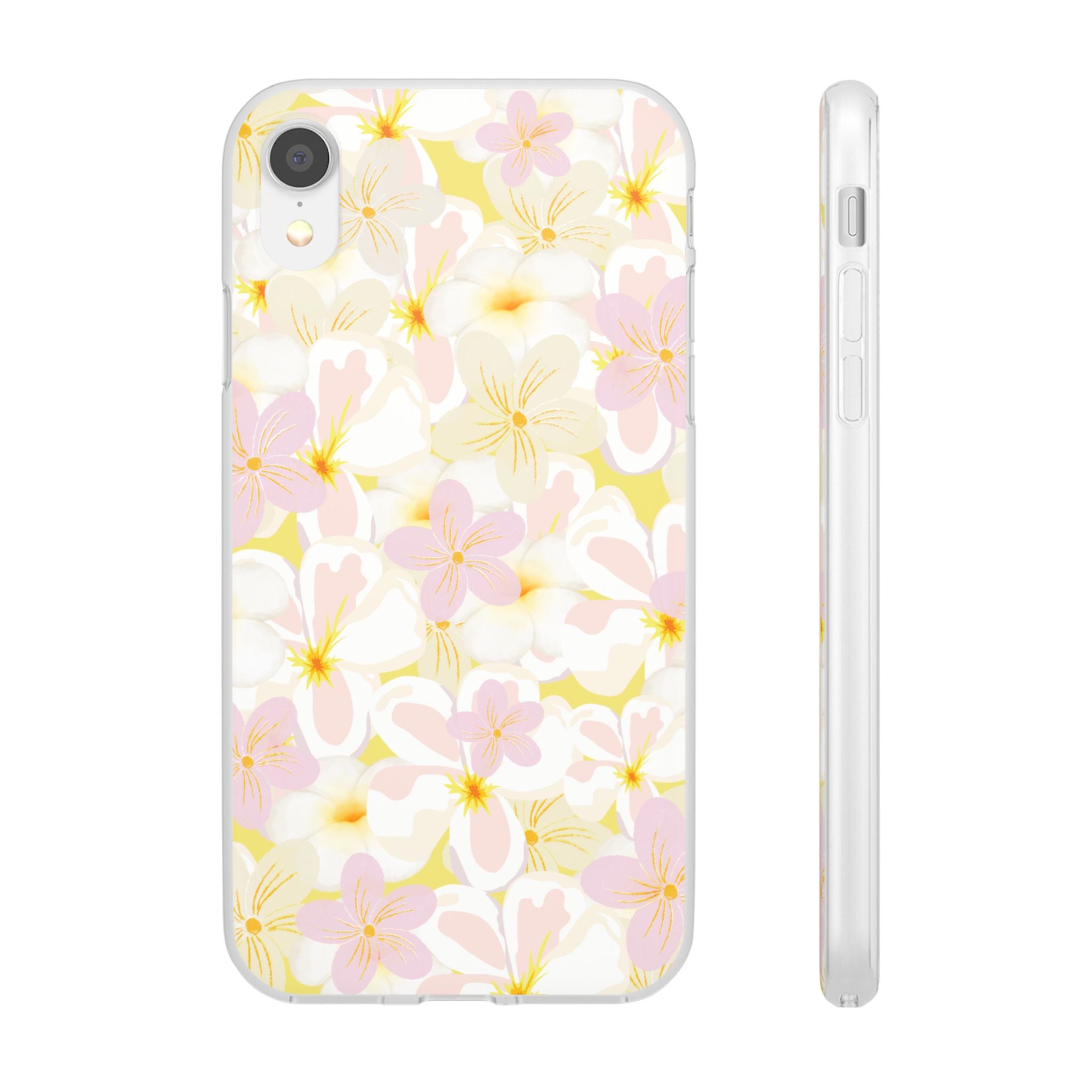 Pastel Frangipanis Yellow Flexi Clear Cases for Most Phone Types (FWS)