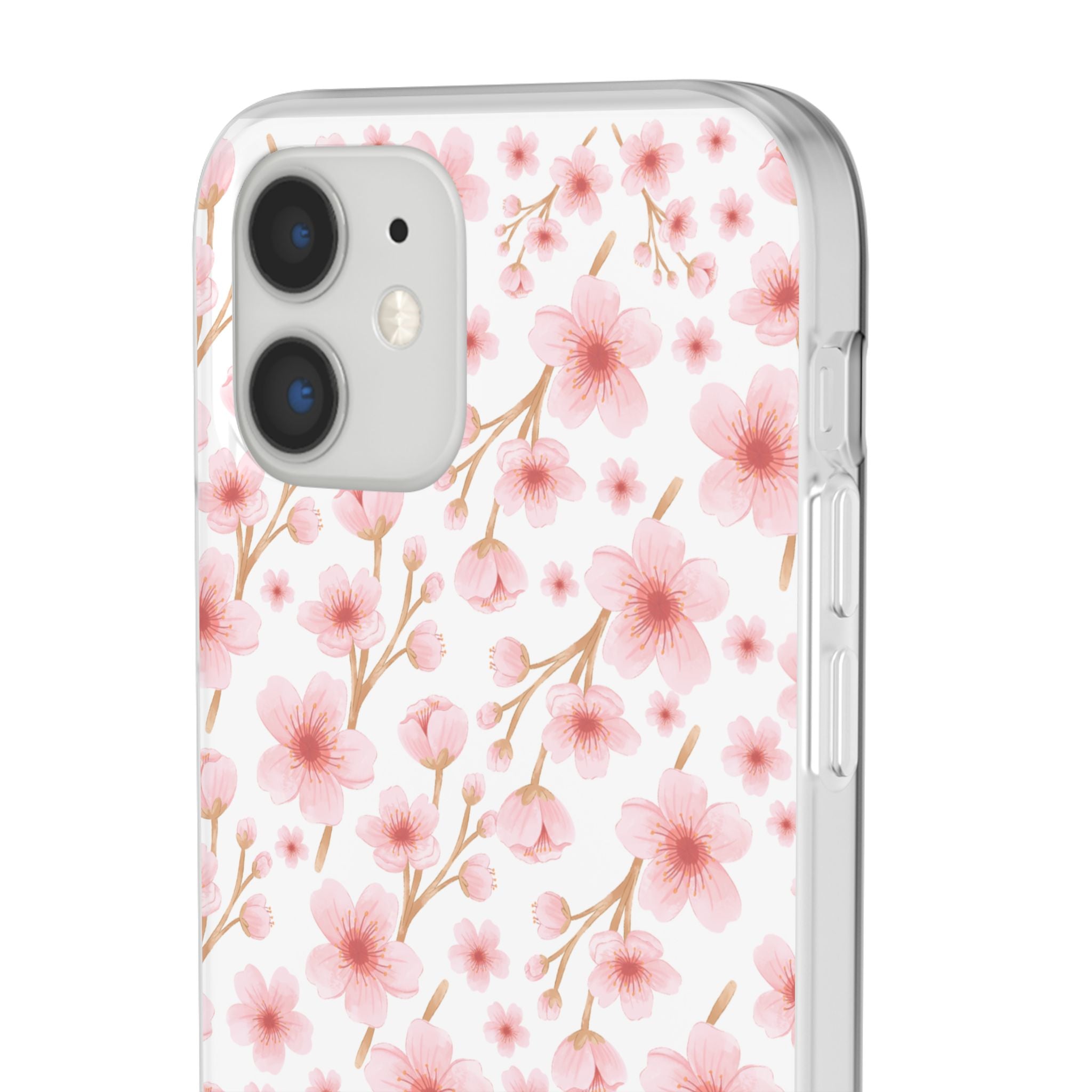 Japanese Pink Flowers White Flexi Clear Cases for Most Phone Types