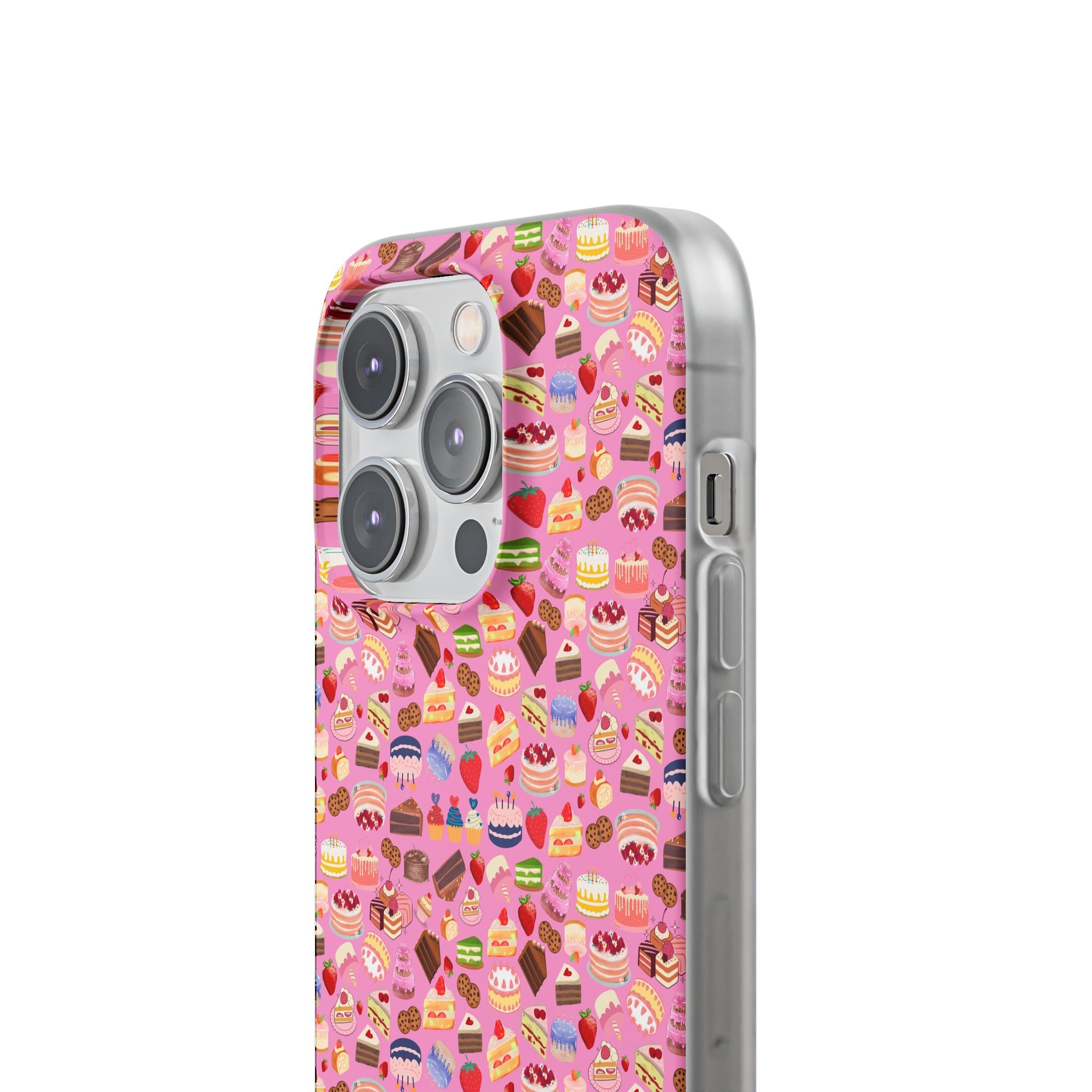 Happy Cake Pink Flexi Clear Cases for Most Phone Types (FWS)