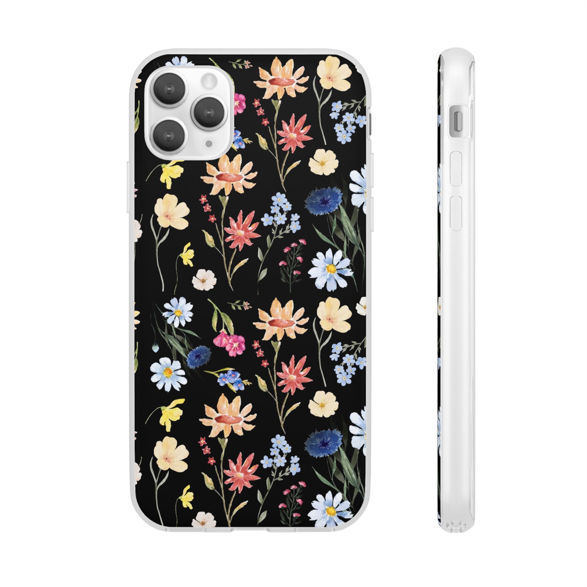 Wildflowers Painted Black Flexi Clear Case for Most Phone Types