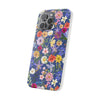Blue Colourful Floral Flexi Clear Cases for Most Phone Types
