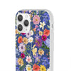 Blue Colourful Floral Flexi Clear Cases for Most Phone Types