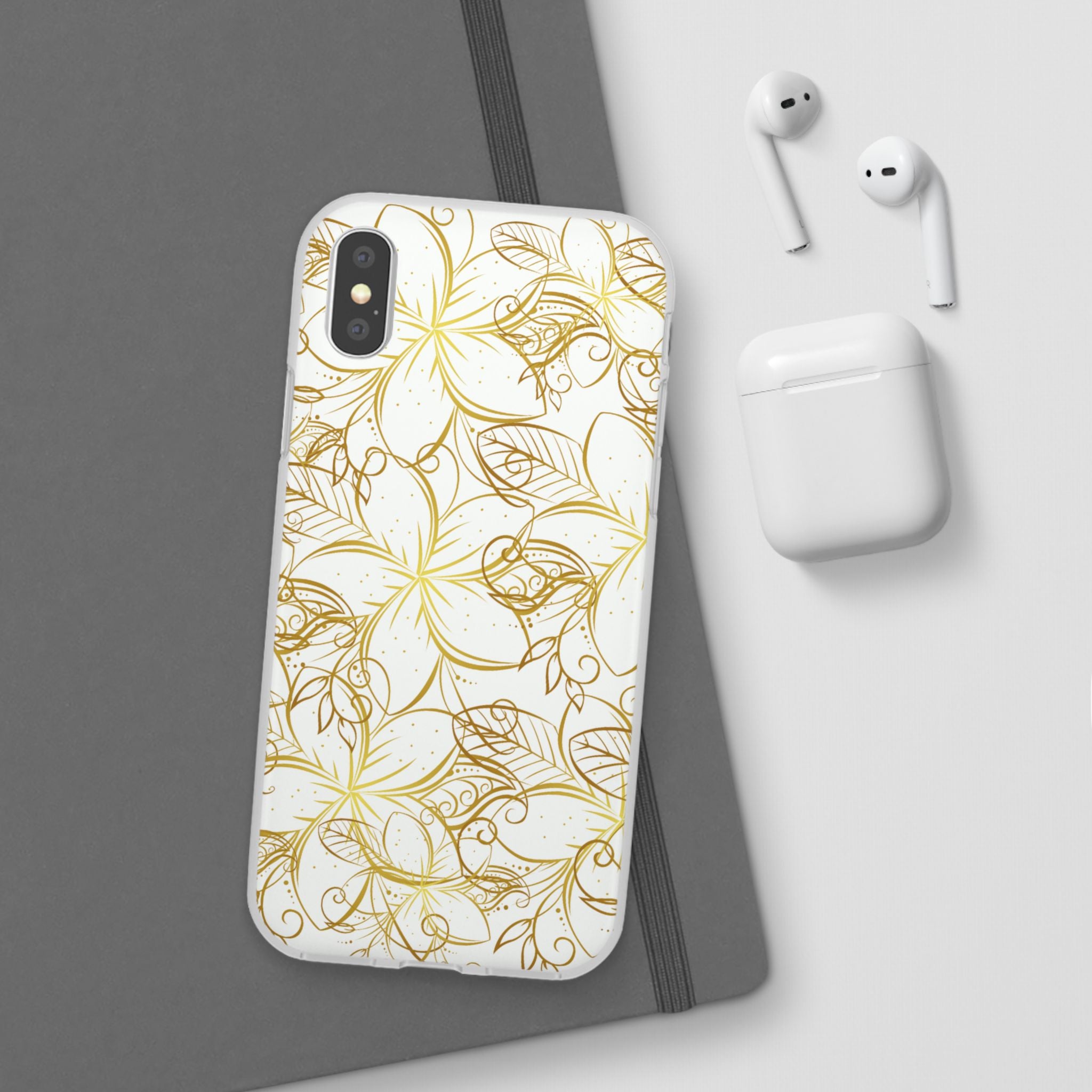 Golden Frangipanis White Flexi Clear Cases for Most Phone Types (FWS)