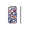 Blue Colourful Floral Flexi Clear Cases for Most Phone Types