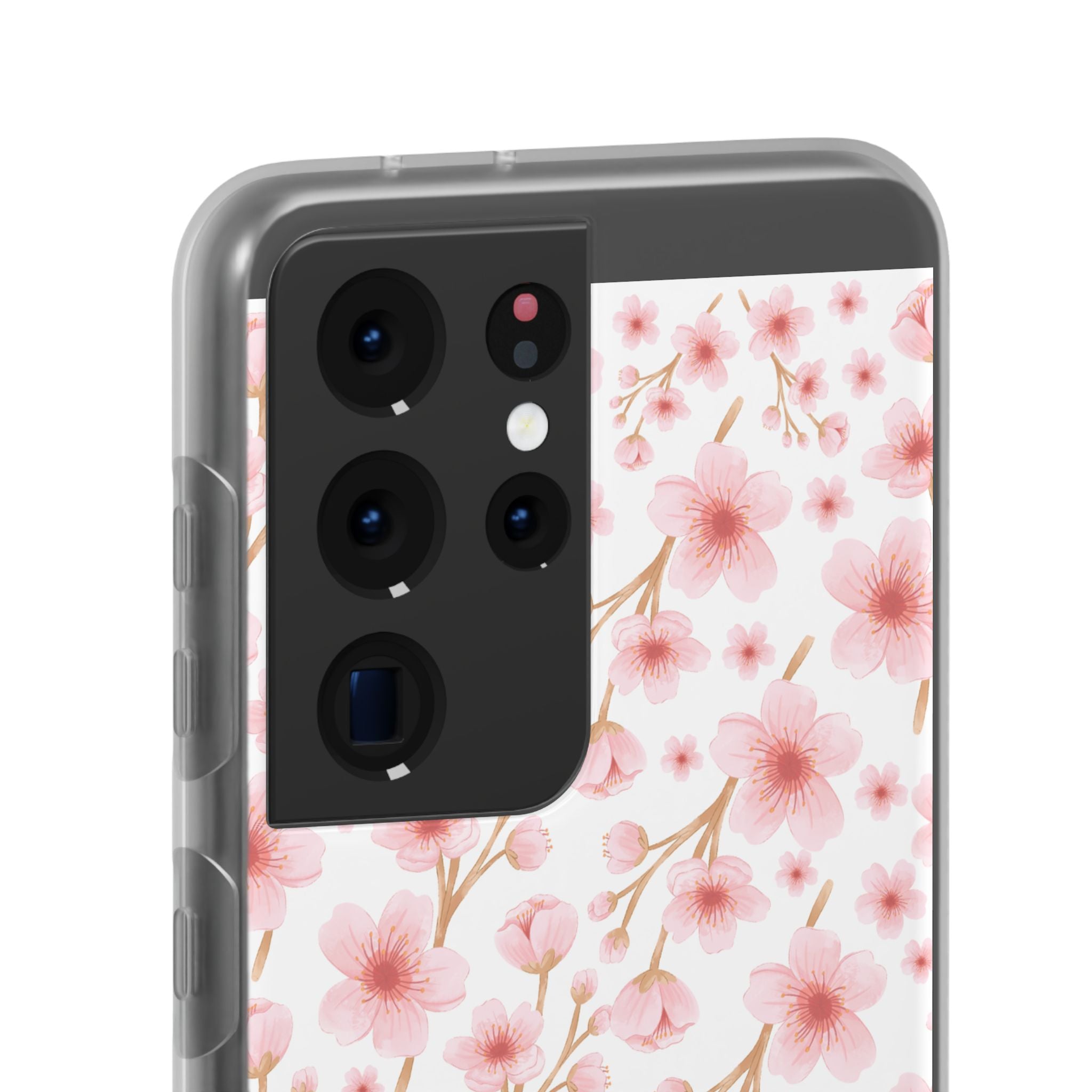 Japanese Pink Flowers White Flexi Clear Cases for Most Phone Types