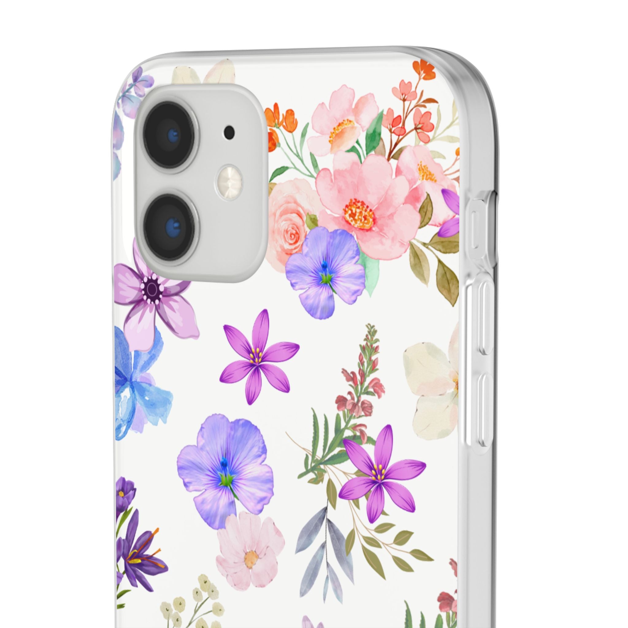 Floral White Flexi Clear Cases for Most Phone Types