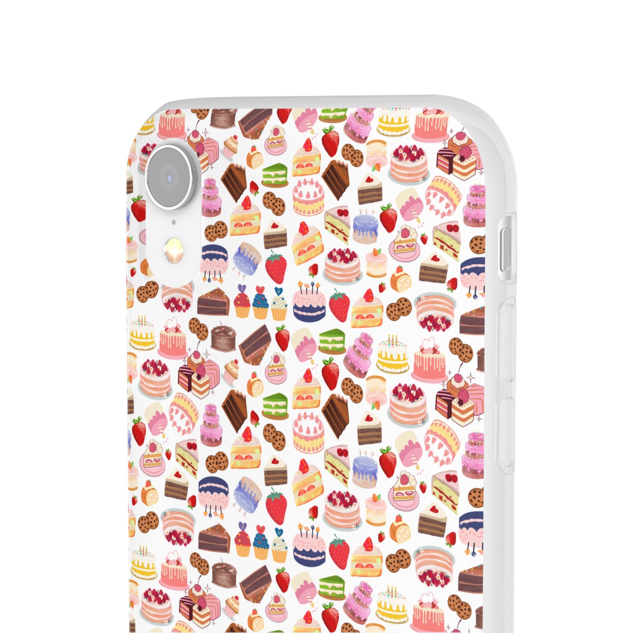 Happy Cake White Flexi Clear Cases for Most Phone Types (FWS)