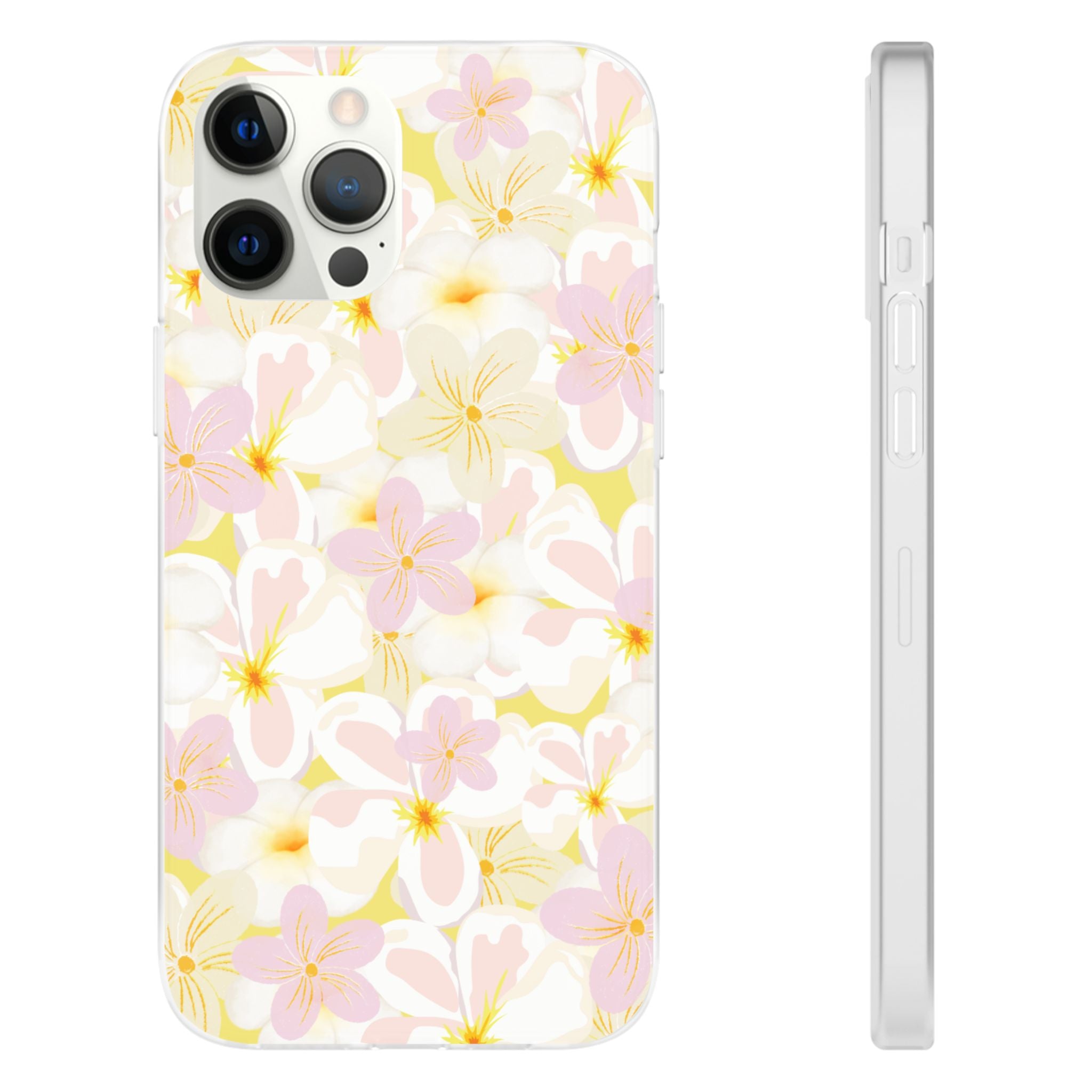 Pastel Frangipanis Yellow Flexi Clear Cases for Most Phone Types (FWS)